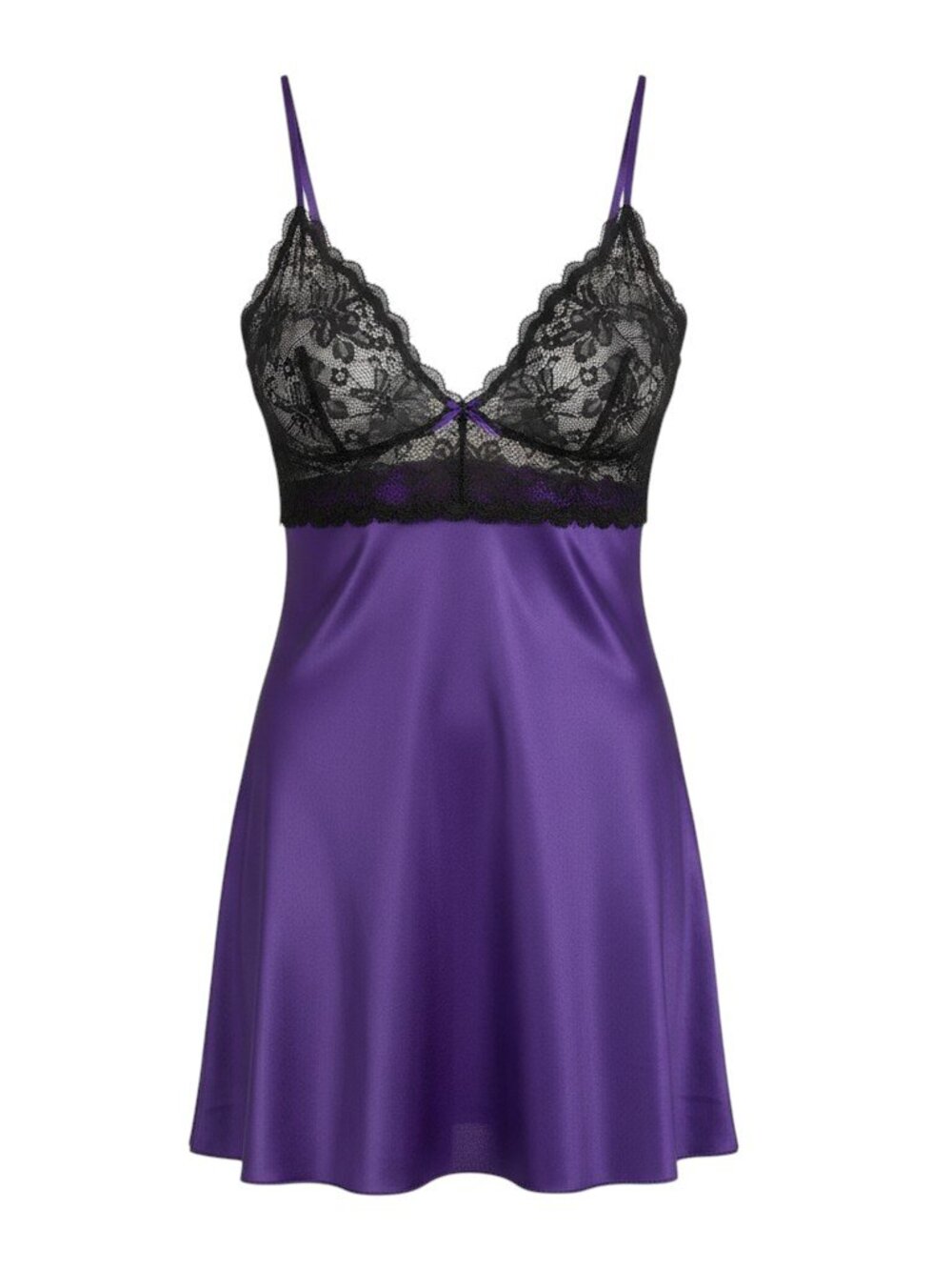 Jezebel Babydoll Chemise Slip Plus 1X Purple Lace Cups Coquette Bow Whimsygoth